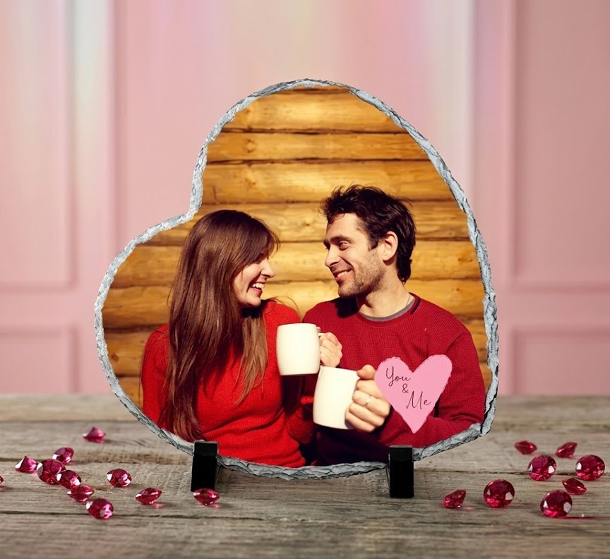 Heart rock stone frame 